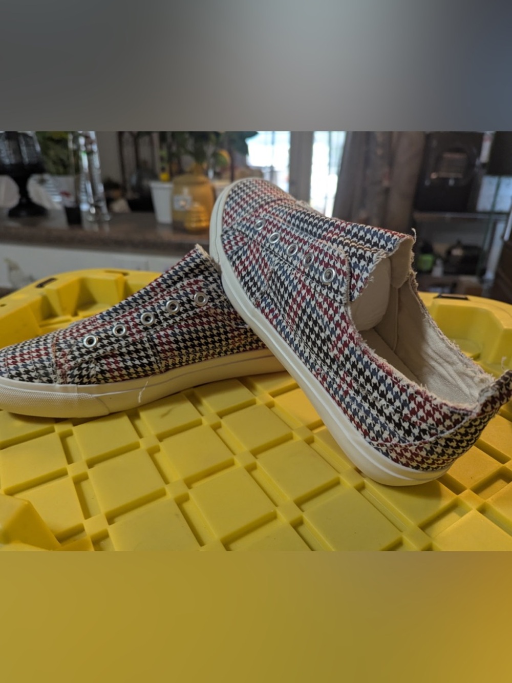 Corkys Houndstooth Slip-On Sneakers - Black, White & Red